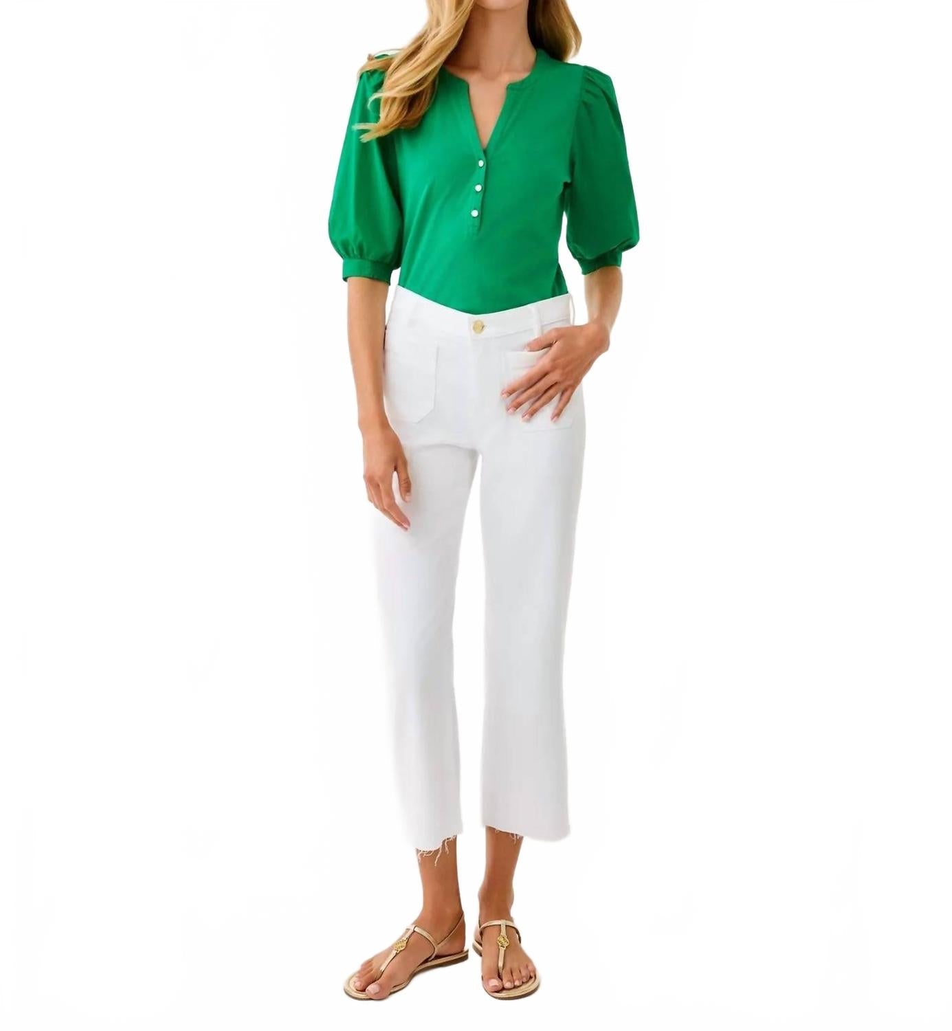 Ronson Knit Top In Bamboo Green