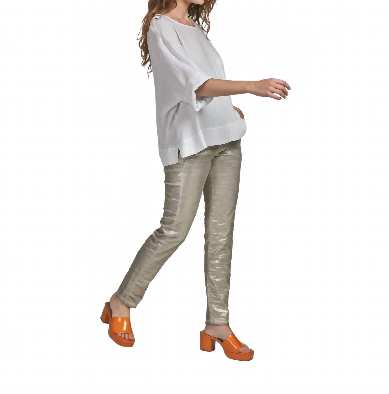 Iconic Stretch Jeans In Metallic Luster