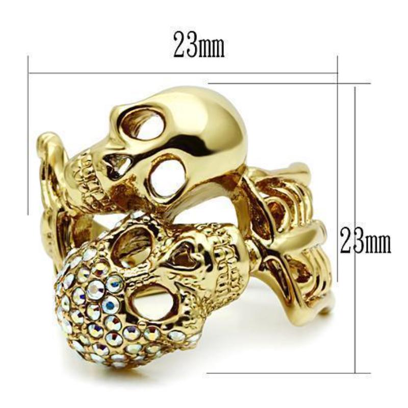 Gold White Metal Ring with Top Grade Crystal in Aurora Borealis (Rainbow Effect)