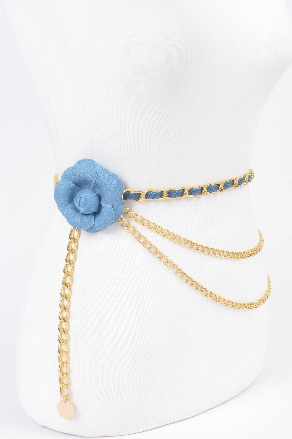 Flower Metal Double Layered Chain Belt
