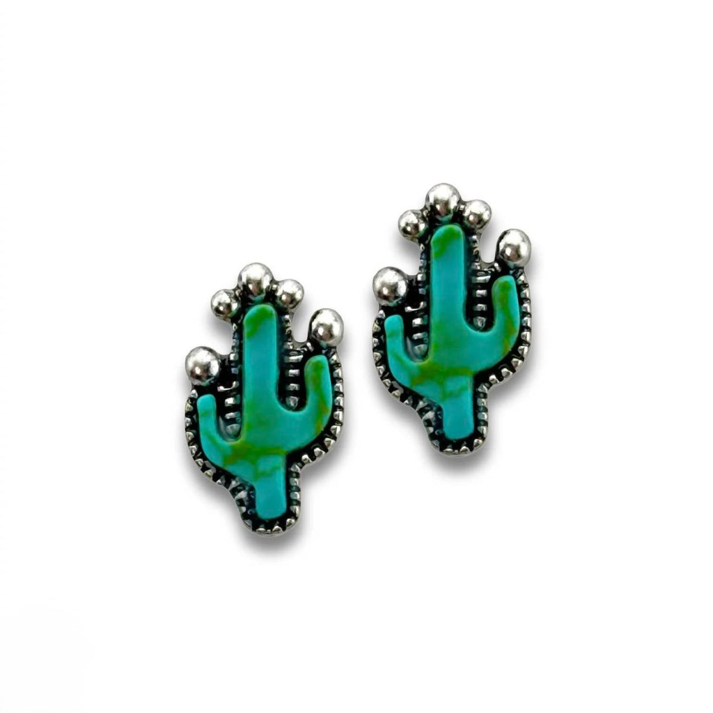 Women's Cactus Three Pairs Earring Set In Turquoise Silver