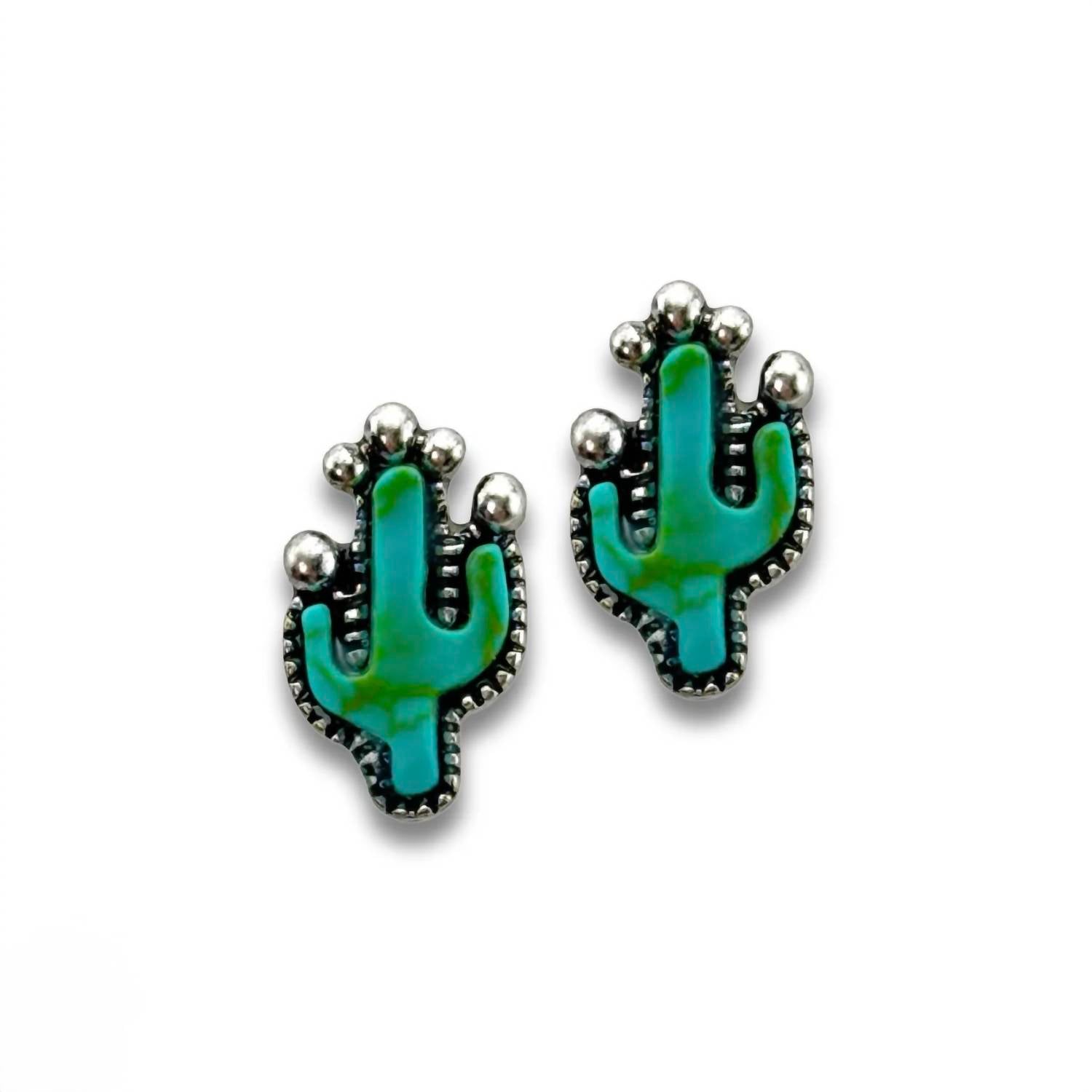 Women's Cactus Three Pairs Earring Set In Turquoise Silver