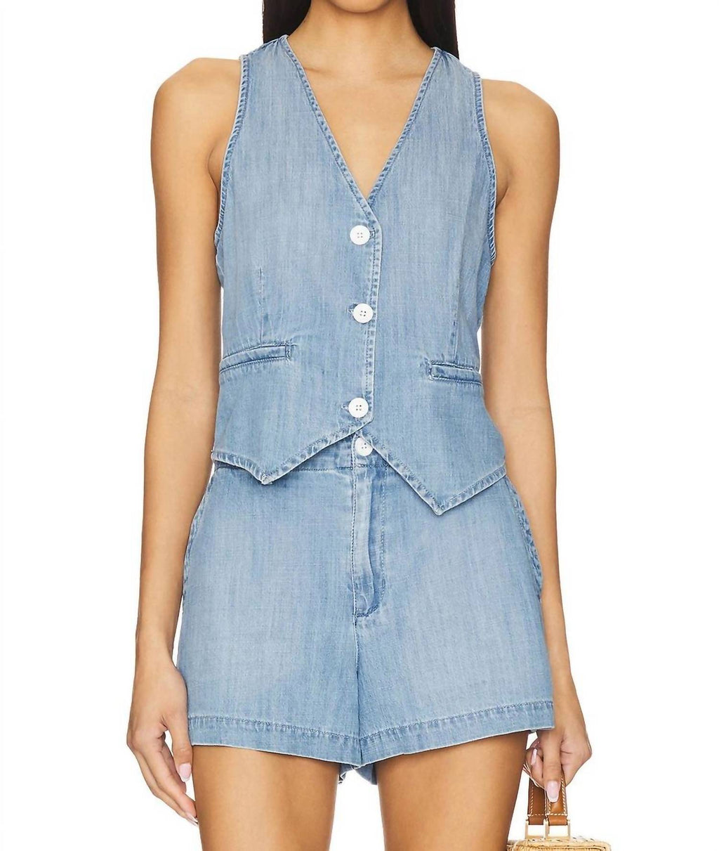 Wren Pocket Vest In Sea Breeze