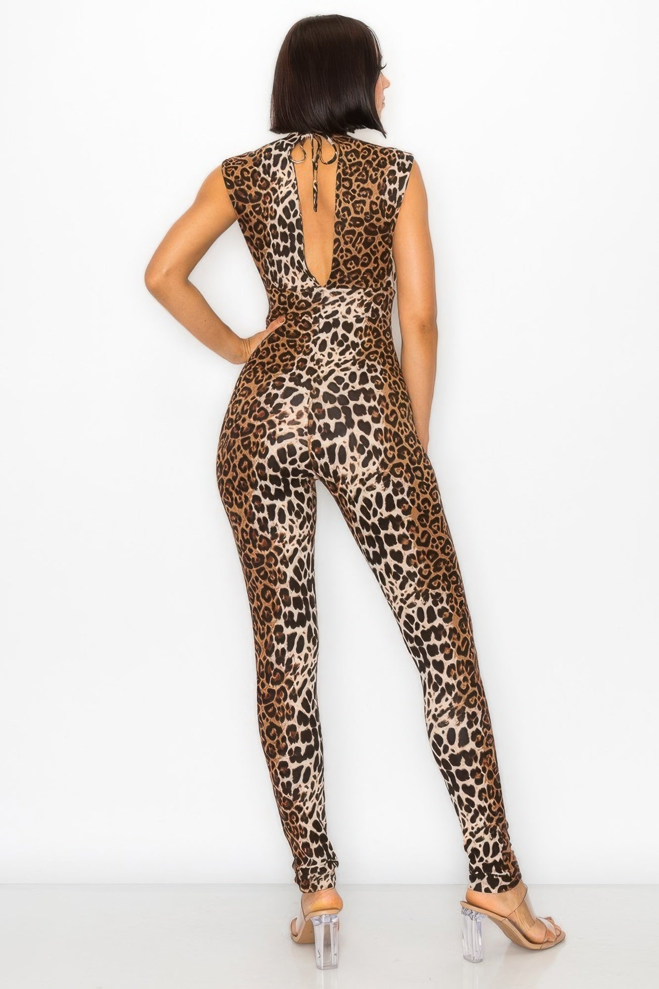 Animal Open Side Detail Skinny Jumpsuit