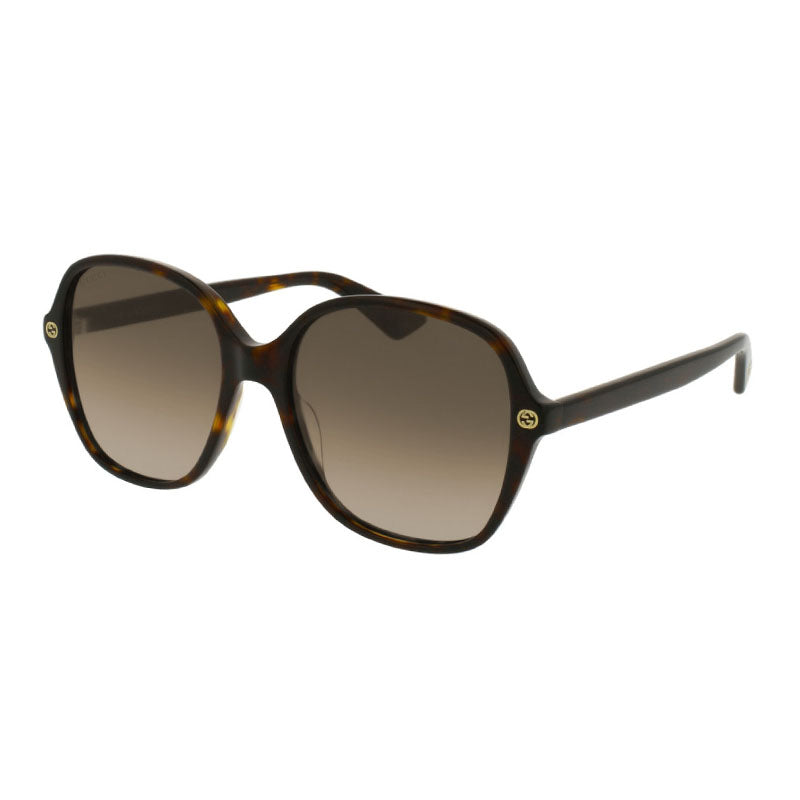 Gucci Sunglasses Round Full Rim, Havana Frame And Brown Gradient Lens Gg0092S002