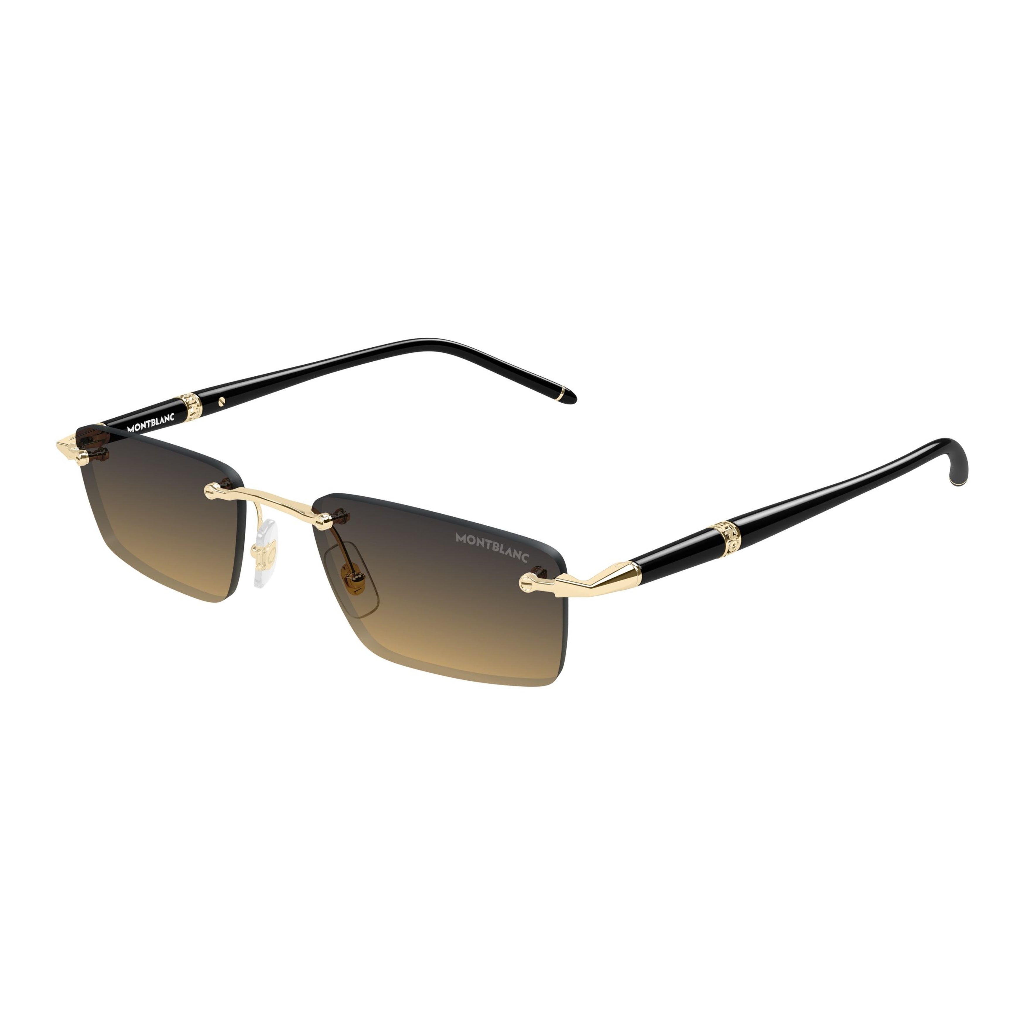 Rimless Sunglasses With Gradient Lenses And Gold Accents