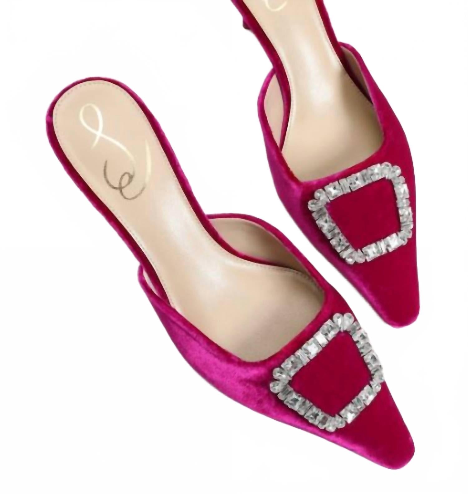 Women's Britt Jewel Mules In Raseberry Velvet