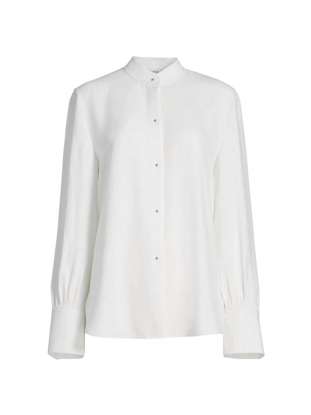 Metal Ball Button Long Sleeve Shirt In Off White