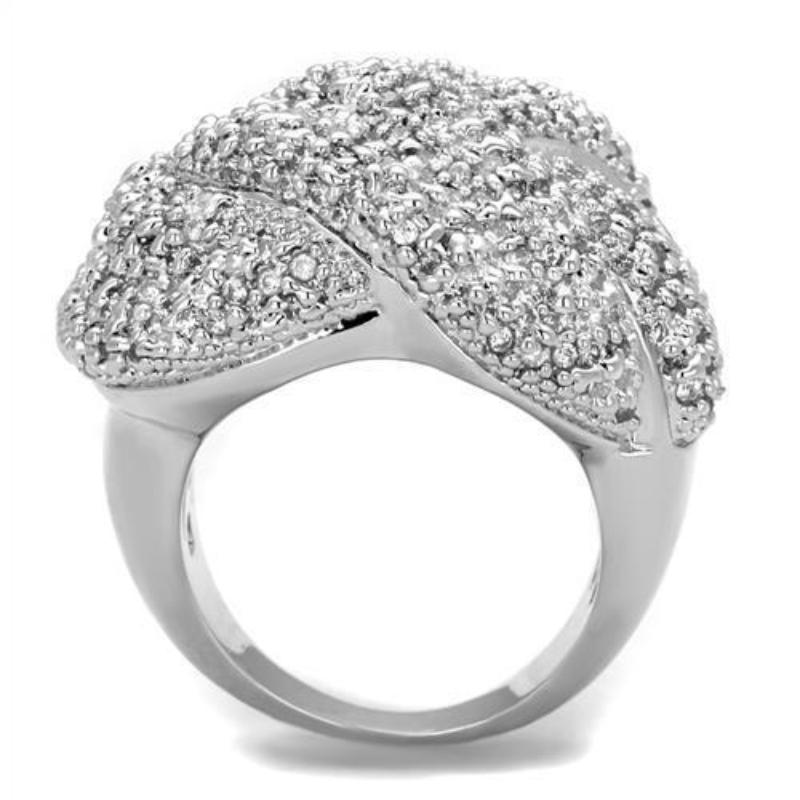 Rhodium Brass Ring with AAA Grade CZ in Clear