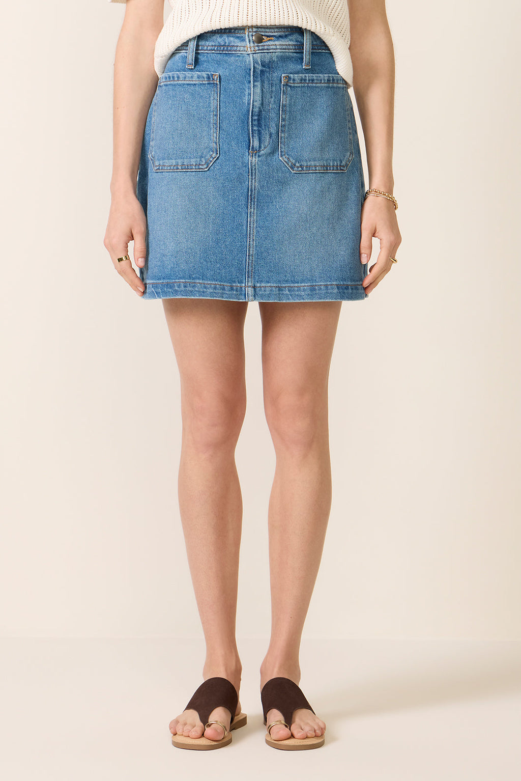 Women's Denim Patch Pocket Mini Skirt