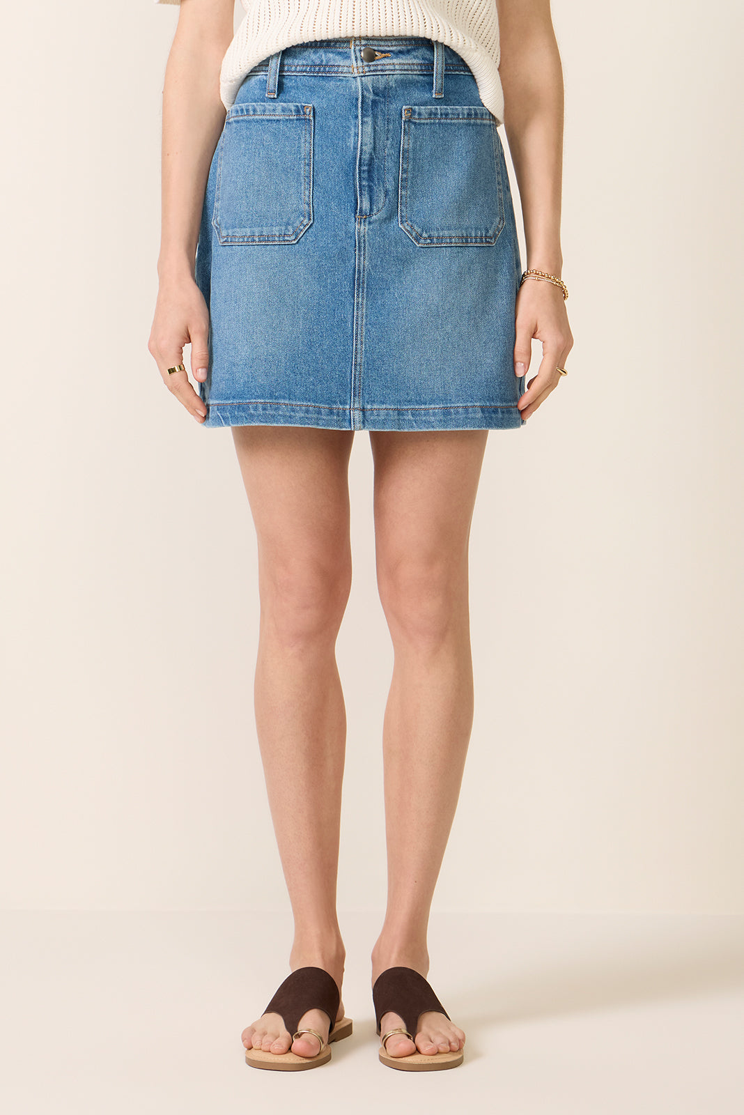 Women's Denim Patch Pocket Mini Skirt