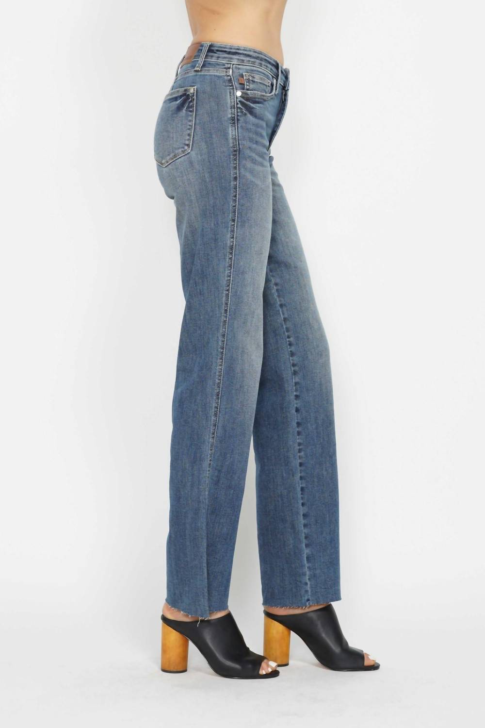 Mid Rise Tummy Control Vintage Straight Leg Jeans In Blue