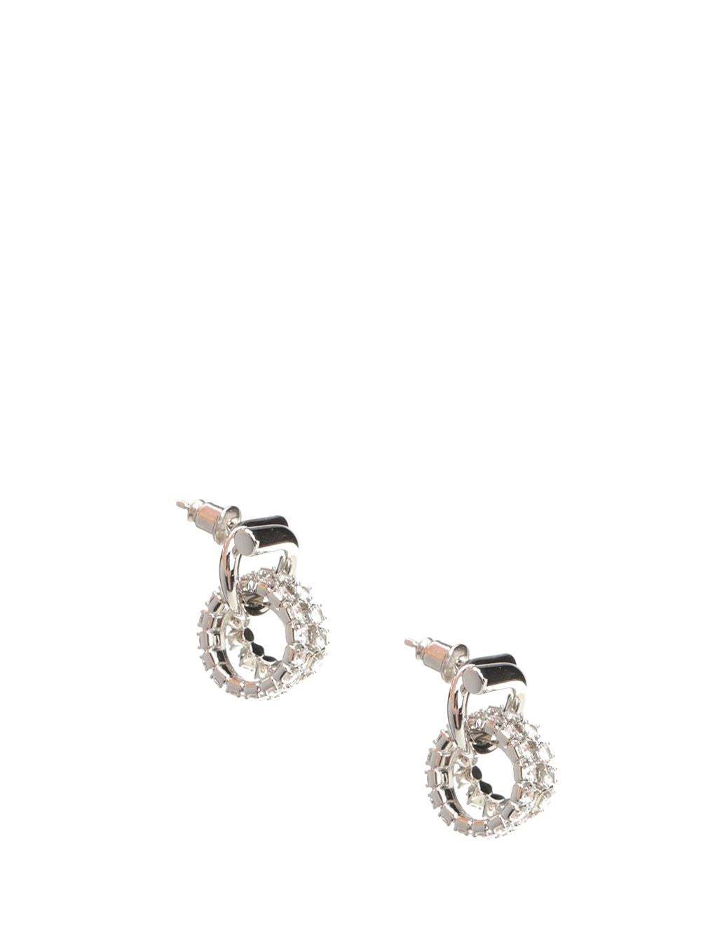 Ferragamo Women Gancini Earrings With Crystals