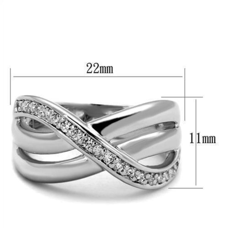 Rhodium Brass Ring with AAA Grade CZ in Clear