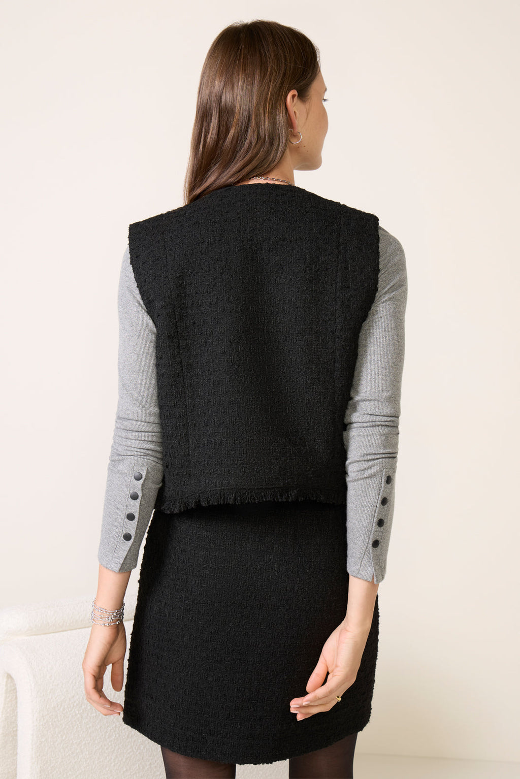 Women's Winona Black Tweed Vest