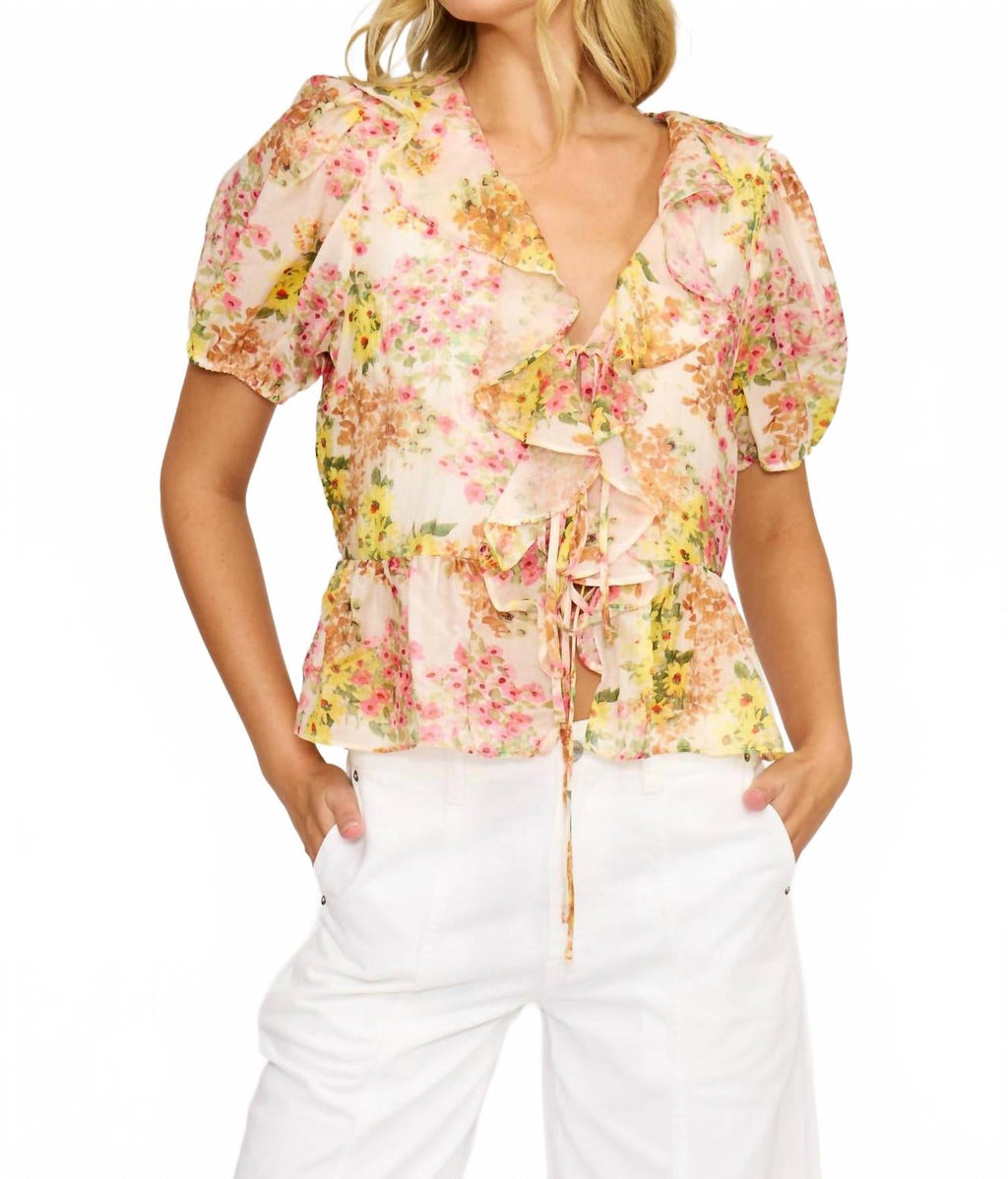 Bee Ruffle Top In Multi Floral