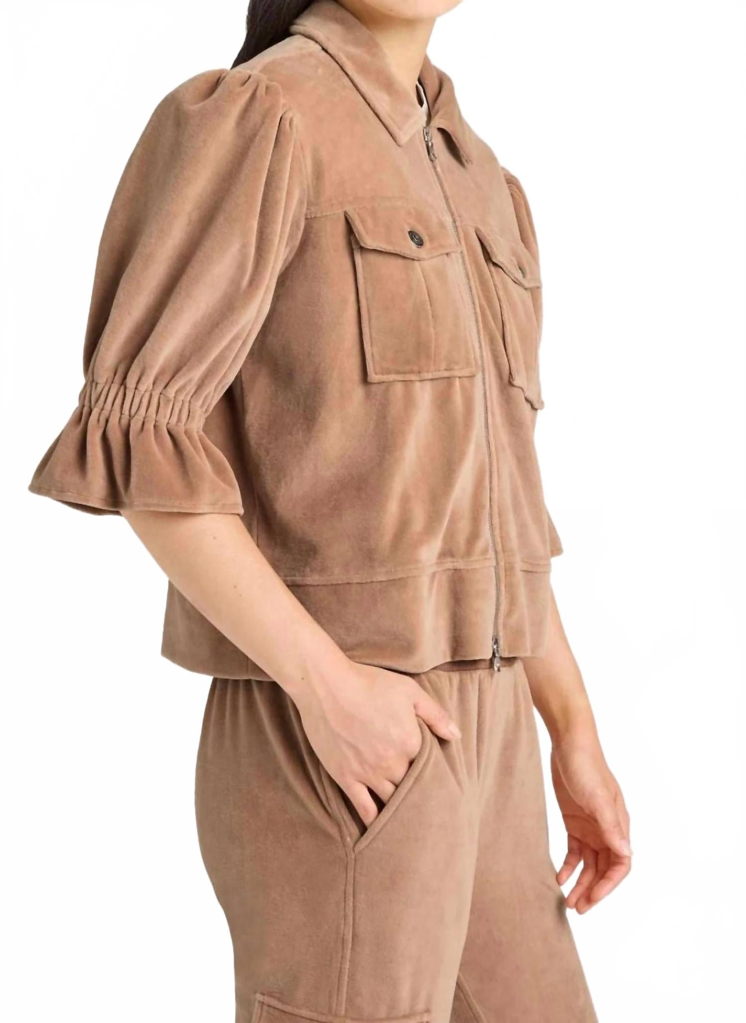 Velour Holly Jacket In Mocha