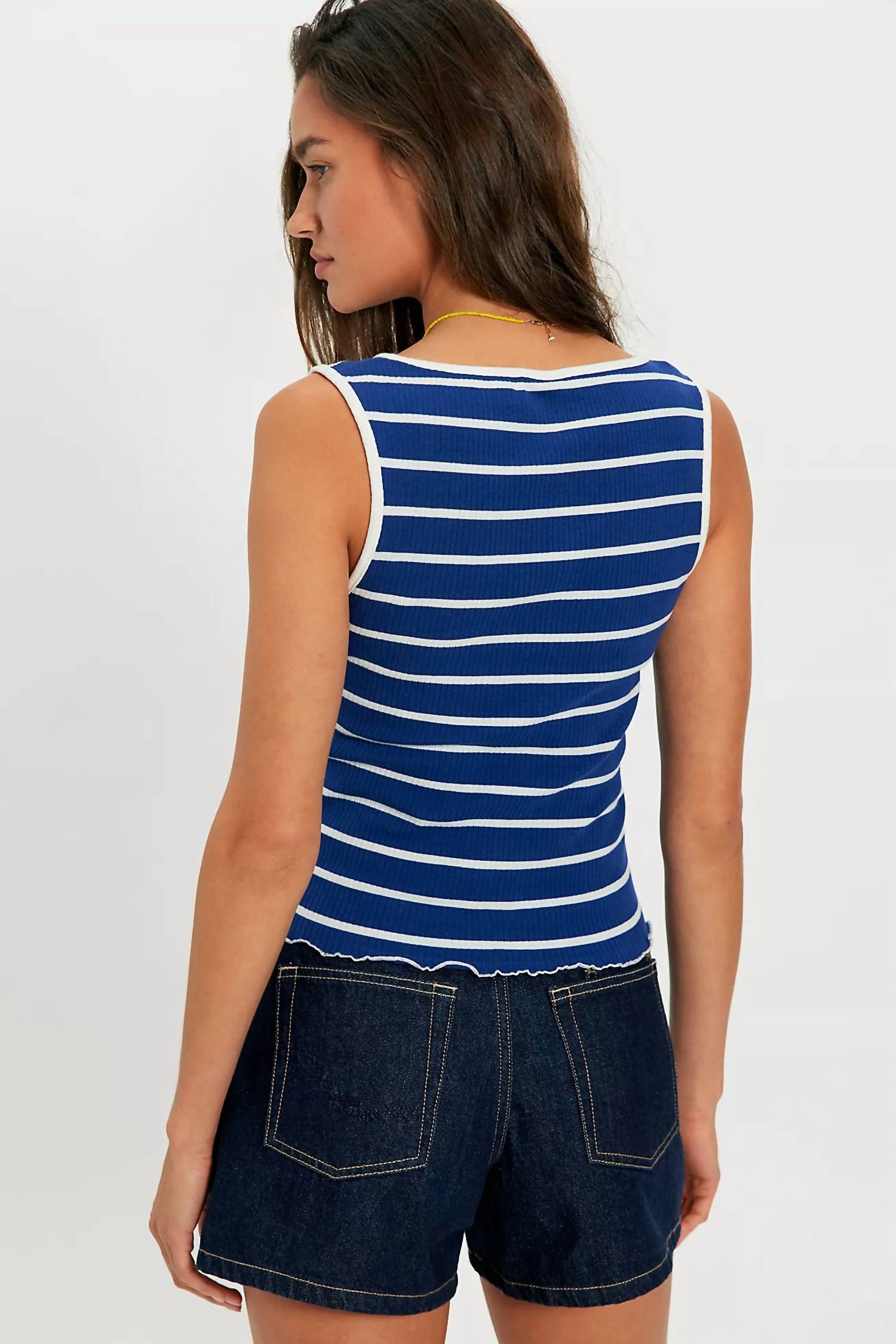 Tilly Striped Tank Vest In Navy