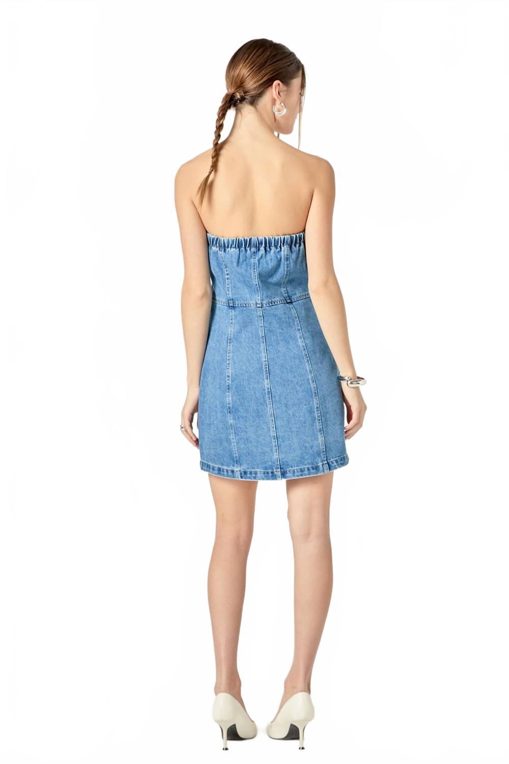 Tube Mini Dress In Dark Denim