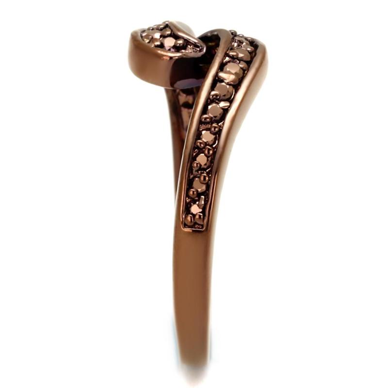 IP Coffee light Brass Ring with AAA Grade CZ in Light Coffee