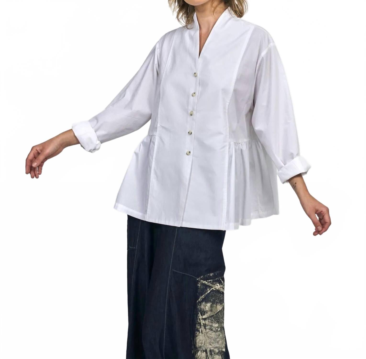 Addison Peplum Blouse In White