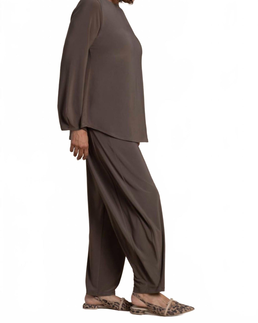 Barrel Sleeve Top In Tapenade