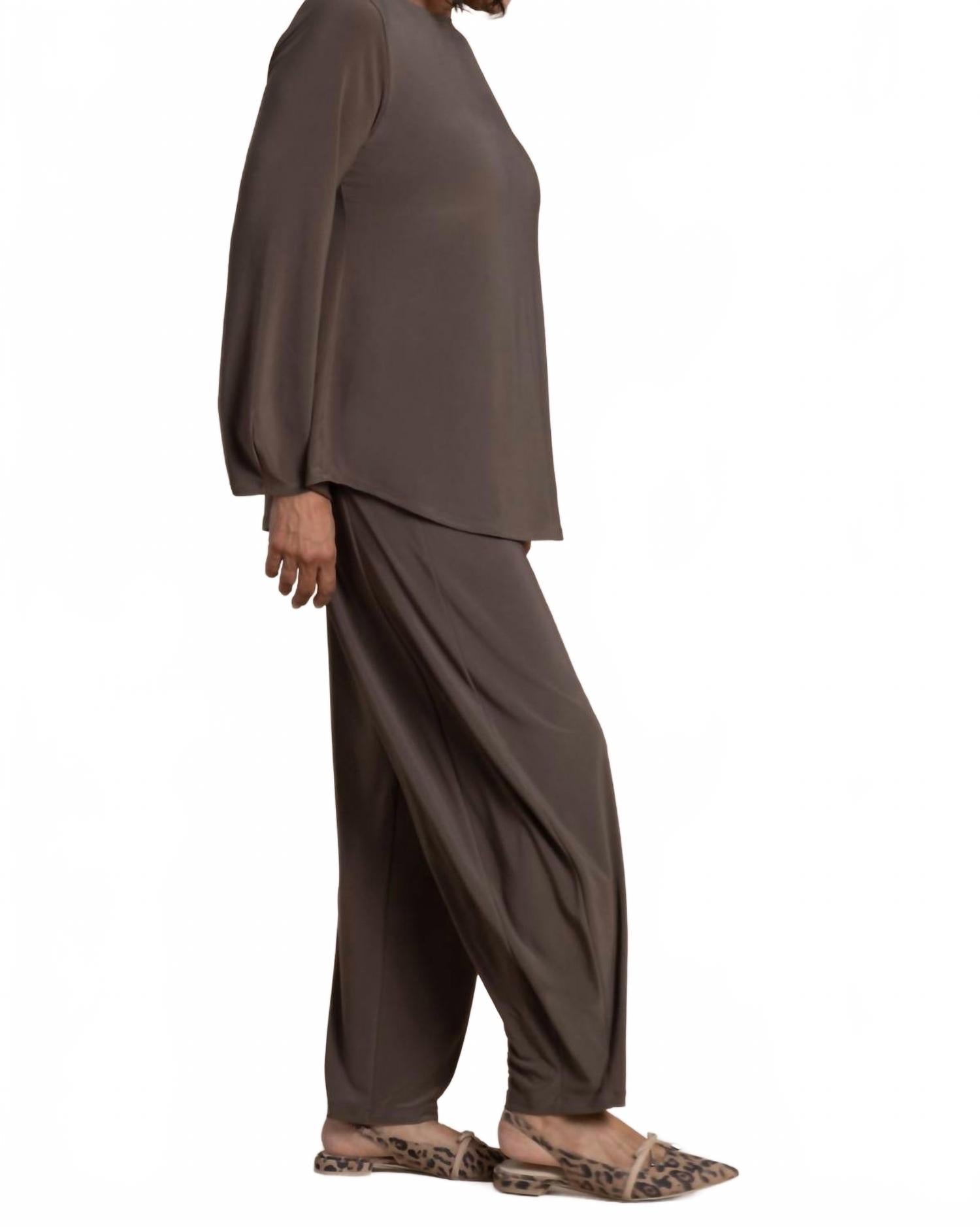 Barrel Sleeve Top In Tapenade