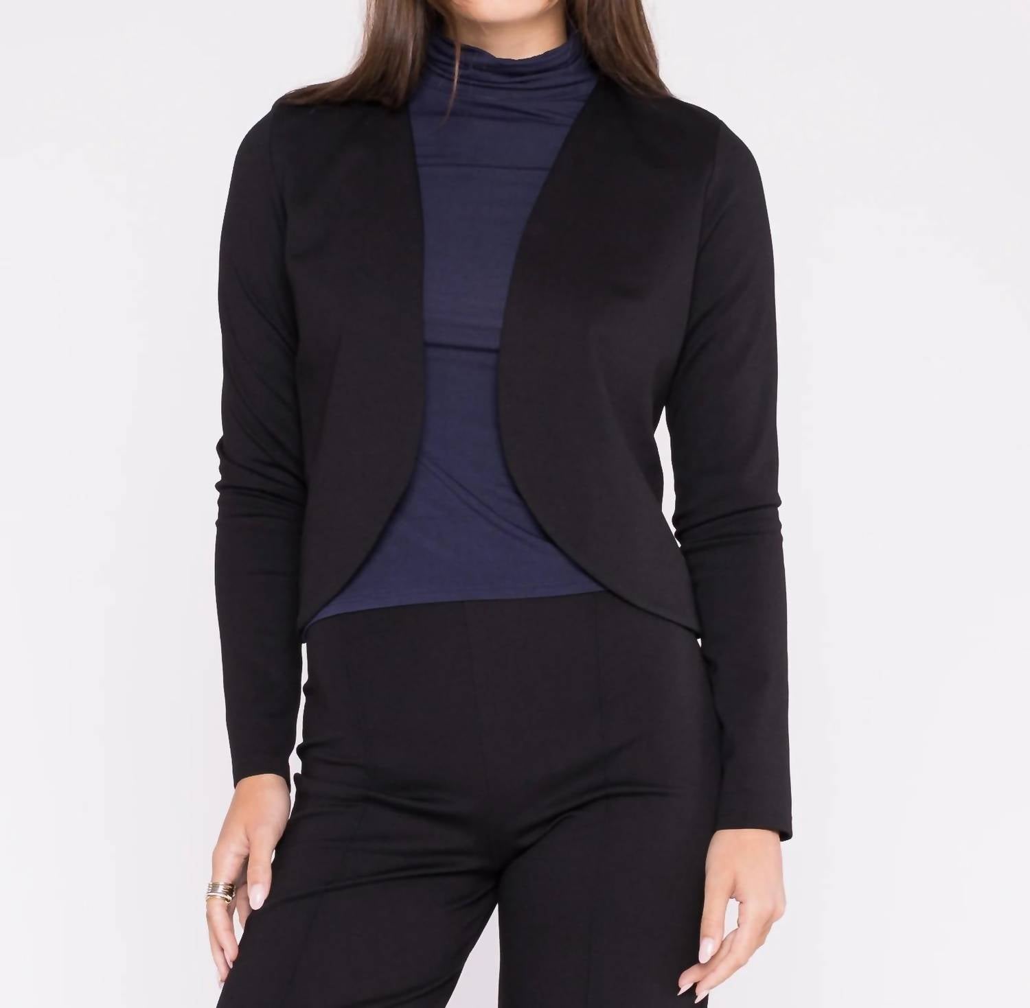 Ponte Knit Bolero Top In Black