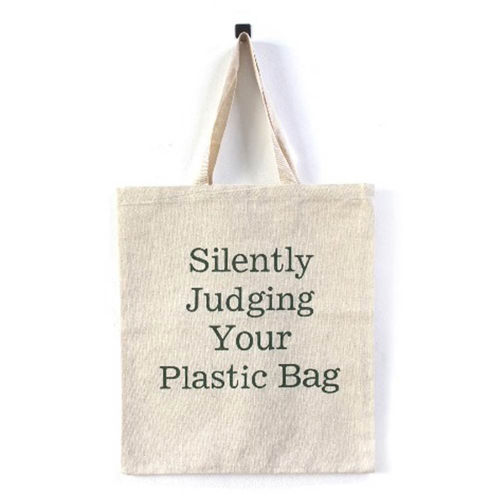 Silently Judging Your Plastic Bag Message Print Shoulder Tote Bag