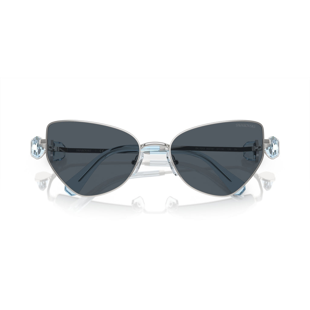 0Sk7003 Angular Cat-Eye Sunglasses with Crystal Embellishments