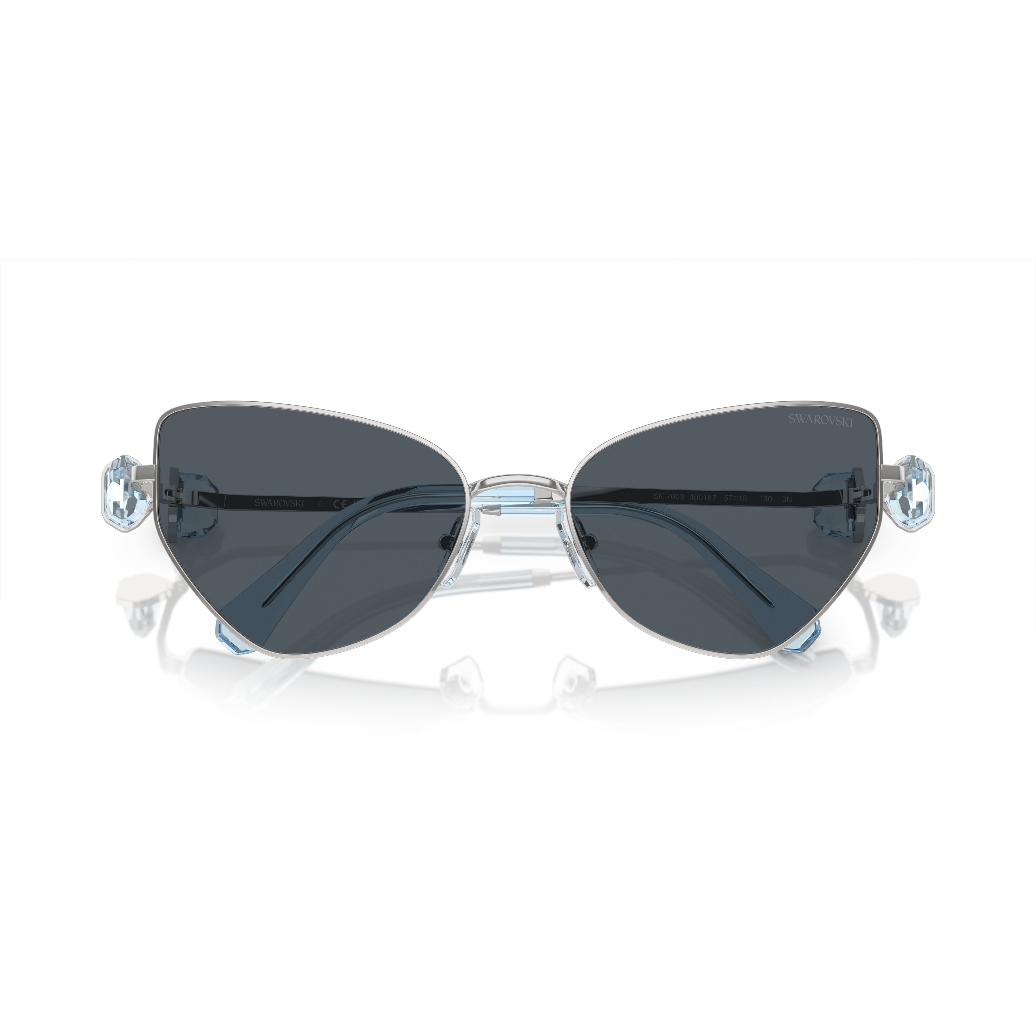 0Sk7003 Angular Cat-Eye Sunglasses with Crystal Embellishments