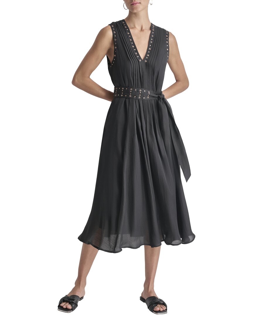 DKNY V-Neck Drapey Organza Dress