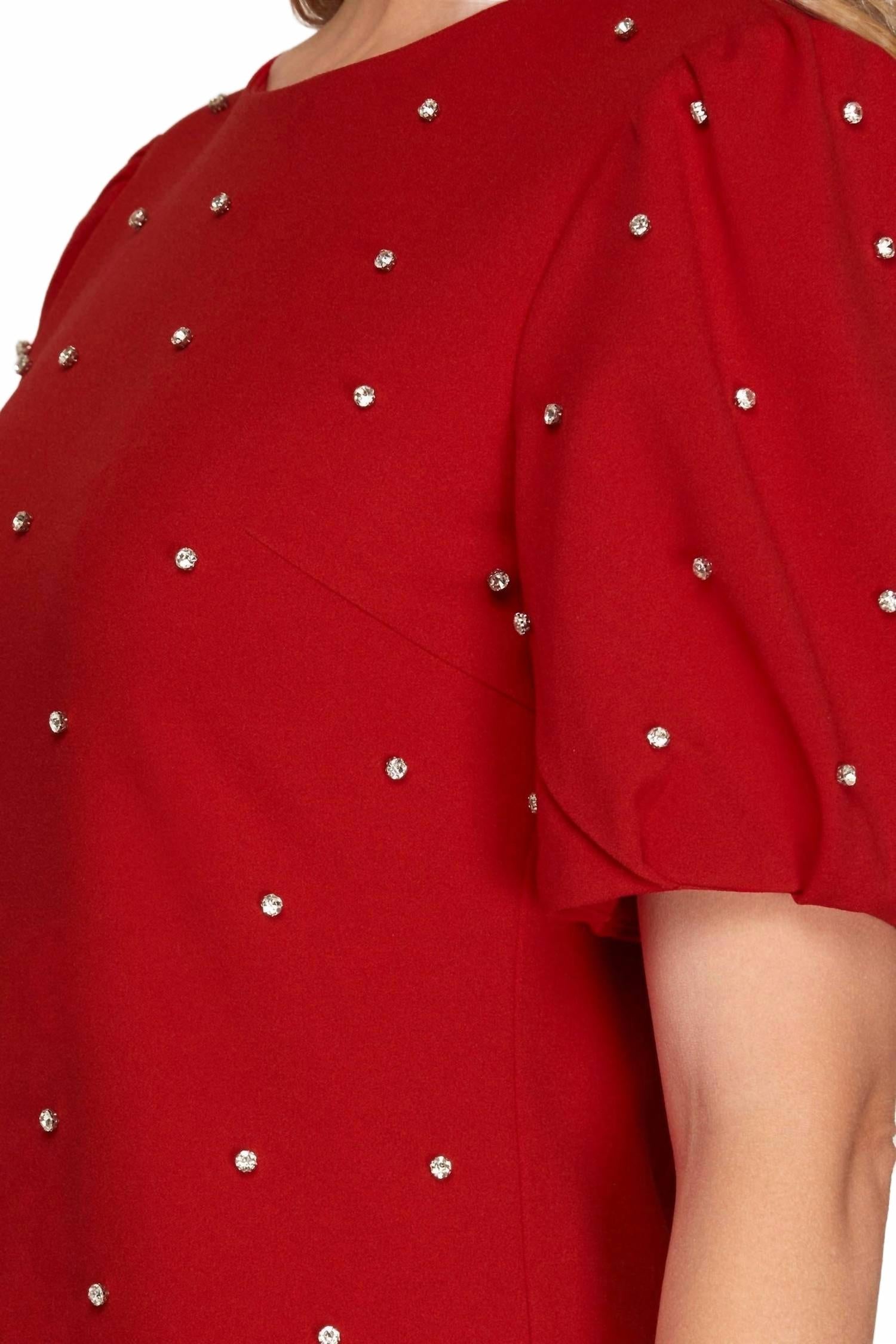 Scattered Rhinestone Trim Short Dress