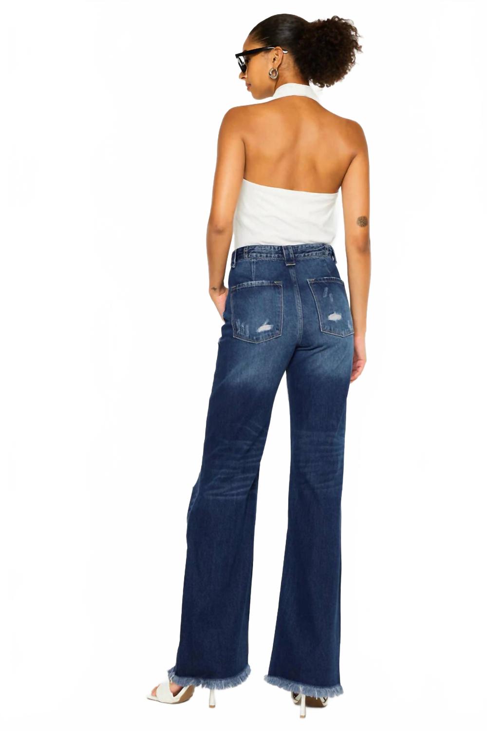 Jules Ultra High Rise 90's Flare Jeans In Dark Denim
