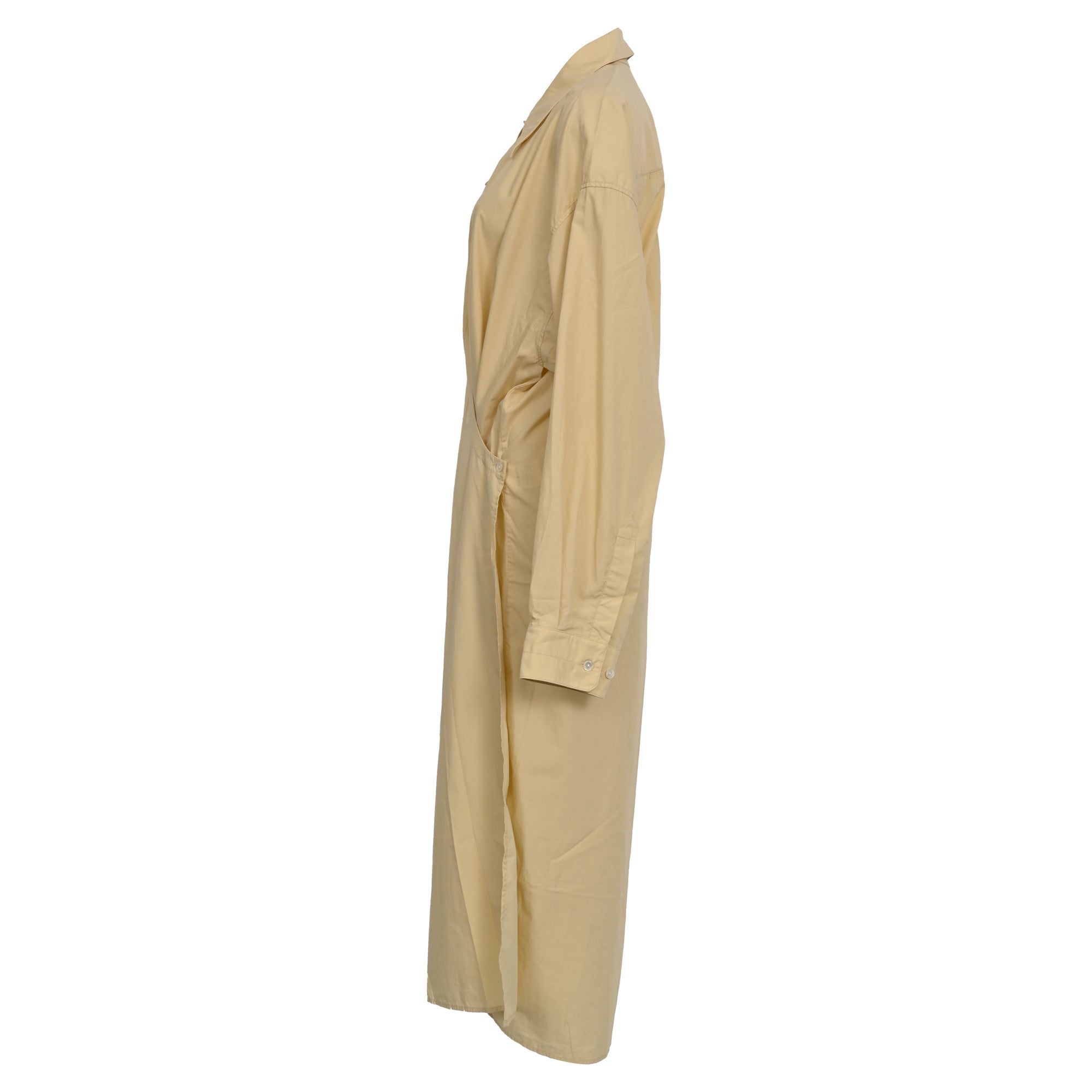 Lemaire Gathered Shirt Dress in Yellow Cotton
