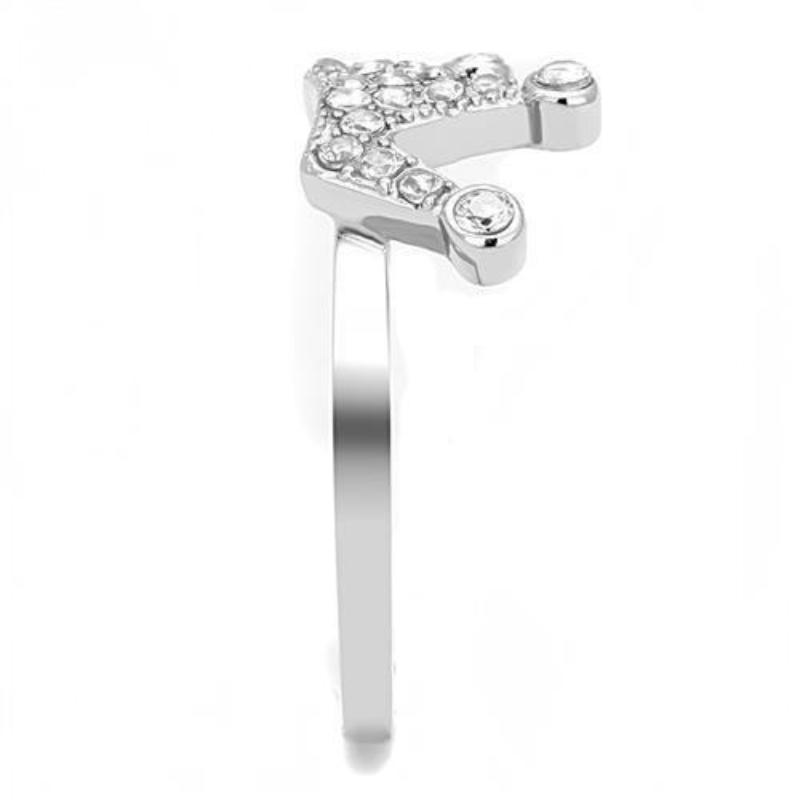 High polished (no plating) Stainless Steel Ring with AAA Grade CZ in Clear