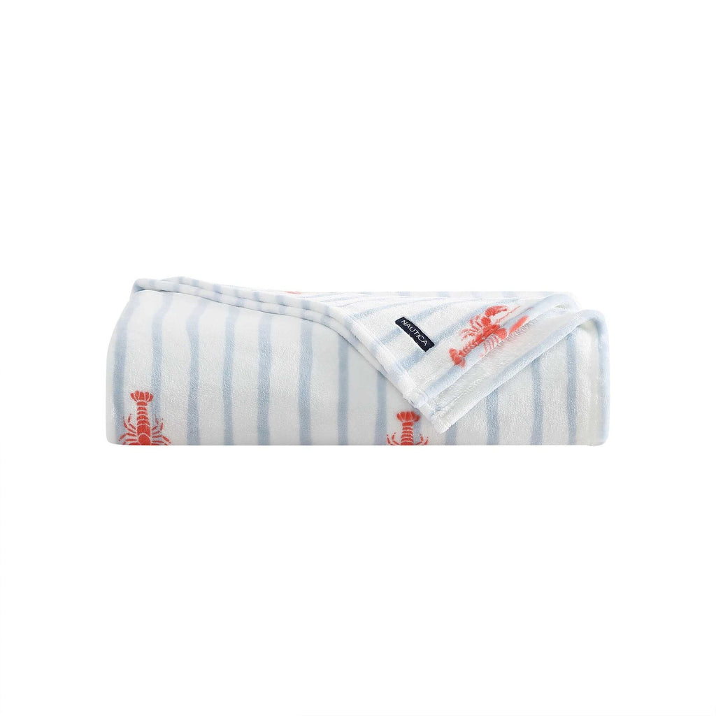 Nautica Lobster Watercolor Stripes Full/Queen Blanket