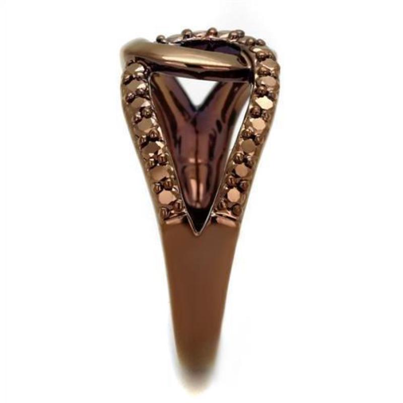 IP Coffee light Brass Ring with AAA Grade CZ in Light Coffee