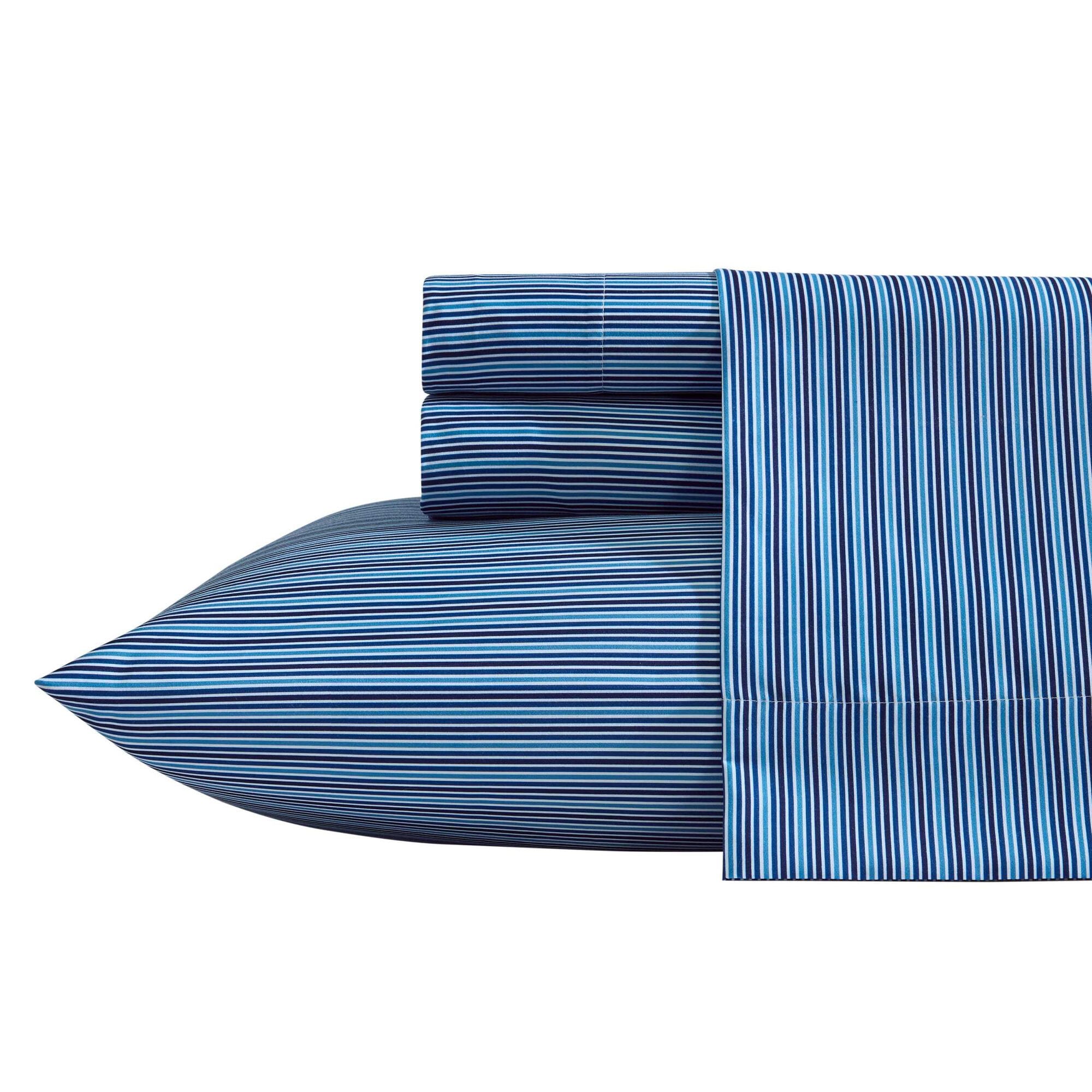 Nautica Alden Stripe Blue Queen Sheet Set