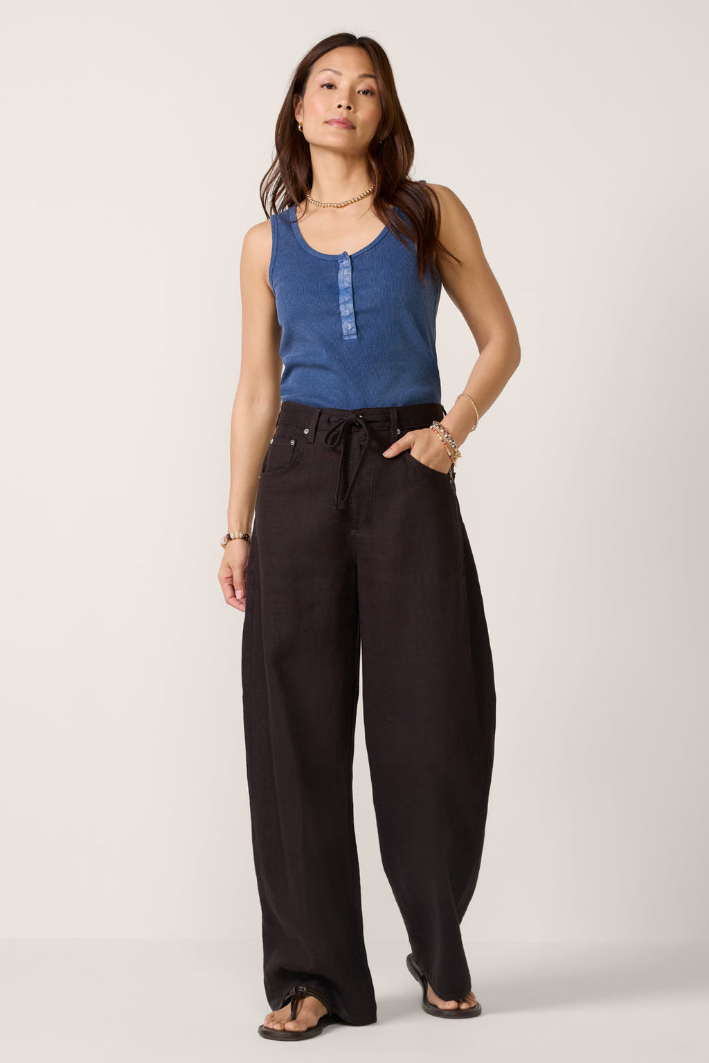 Women's Callan Washed Henley Tank Top