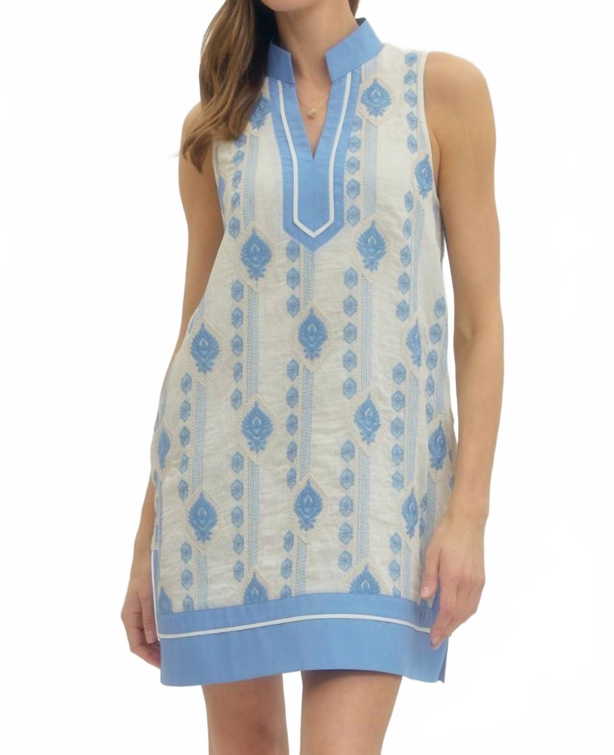 Chambray Spring Mini Dress In Blue