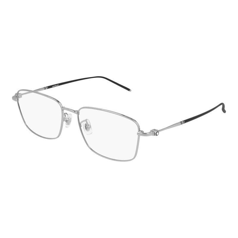 Montblanc Eyeglasses Rectangle Full Rim, Silver/black Frame And Clear Demo Lens Lens Mb0140Ok003