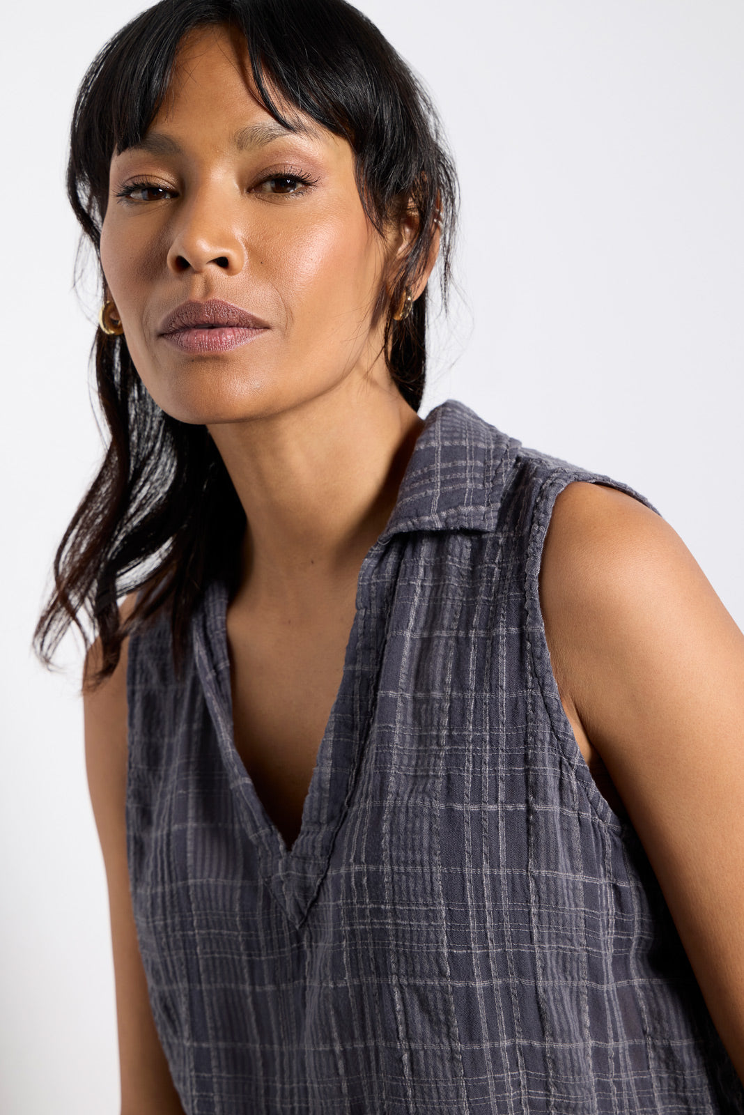 Women's Textured Collar Tank Top