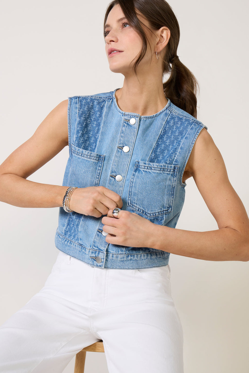 Women's Greta Pieced Denim Vest
