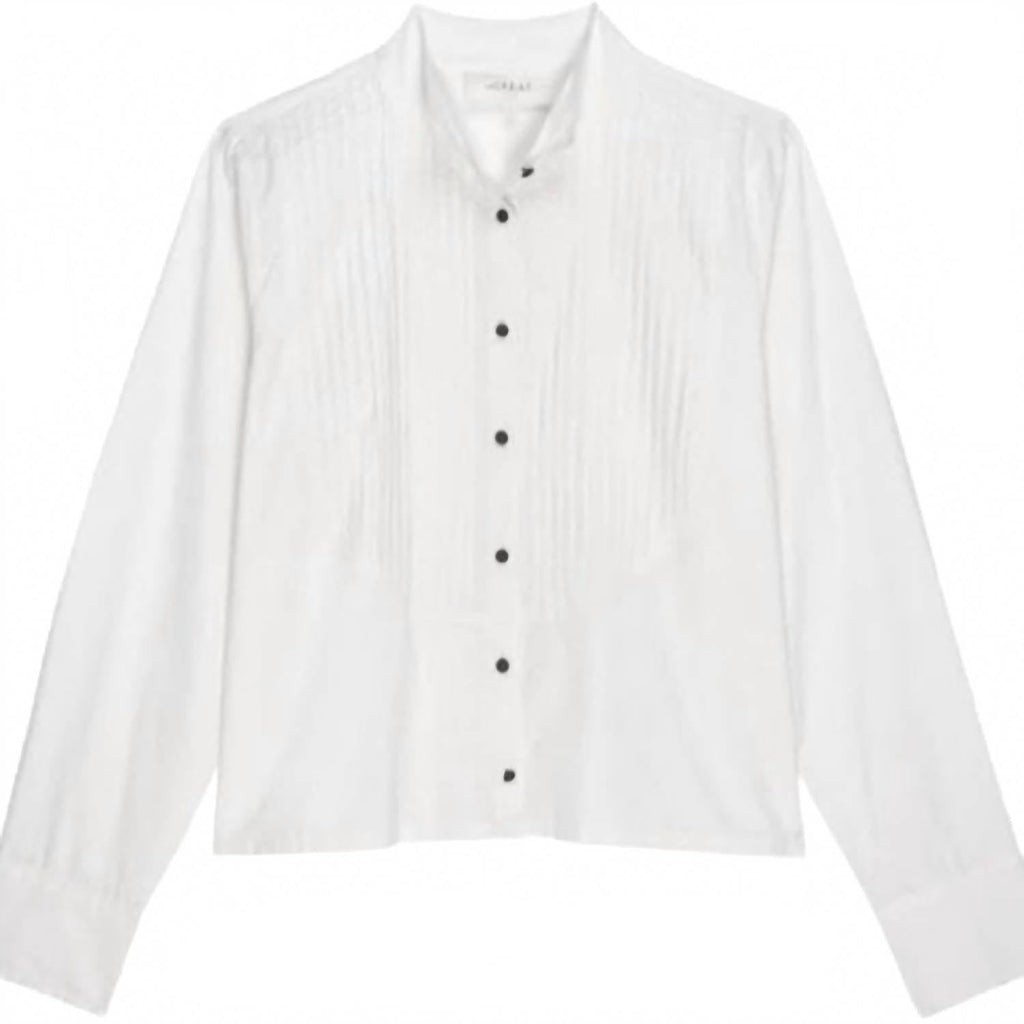 Pleated Tux Top In White