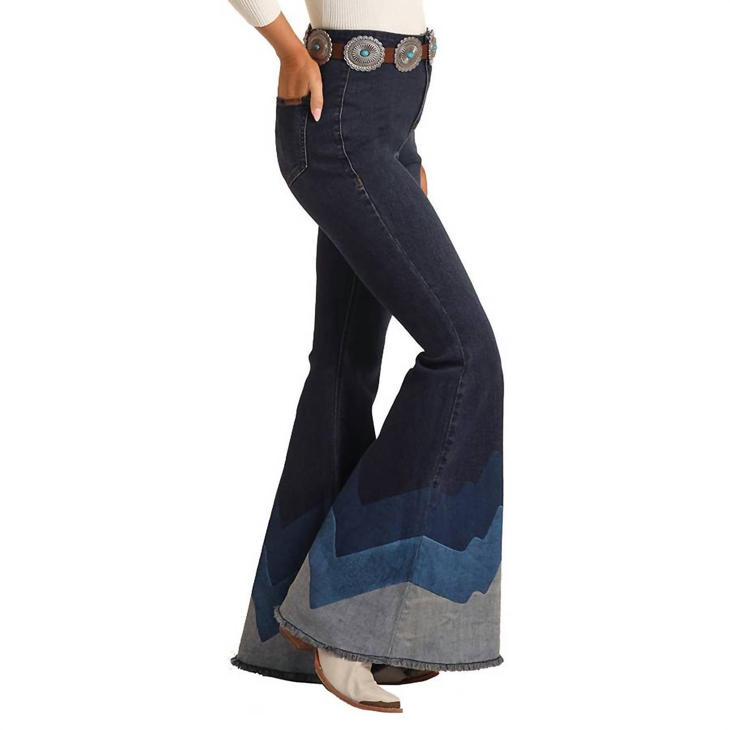 Women's High Rise Bell Bottom Jean In Dark Wash