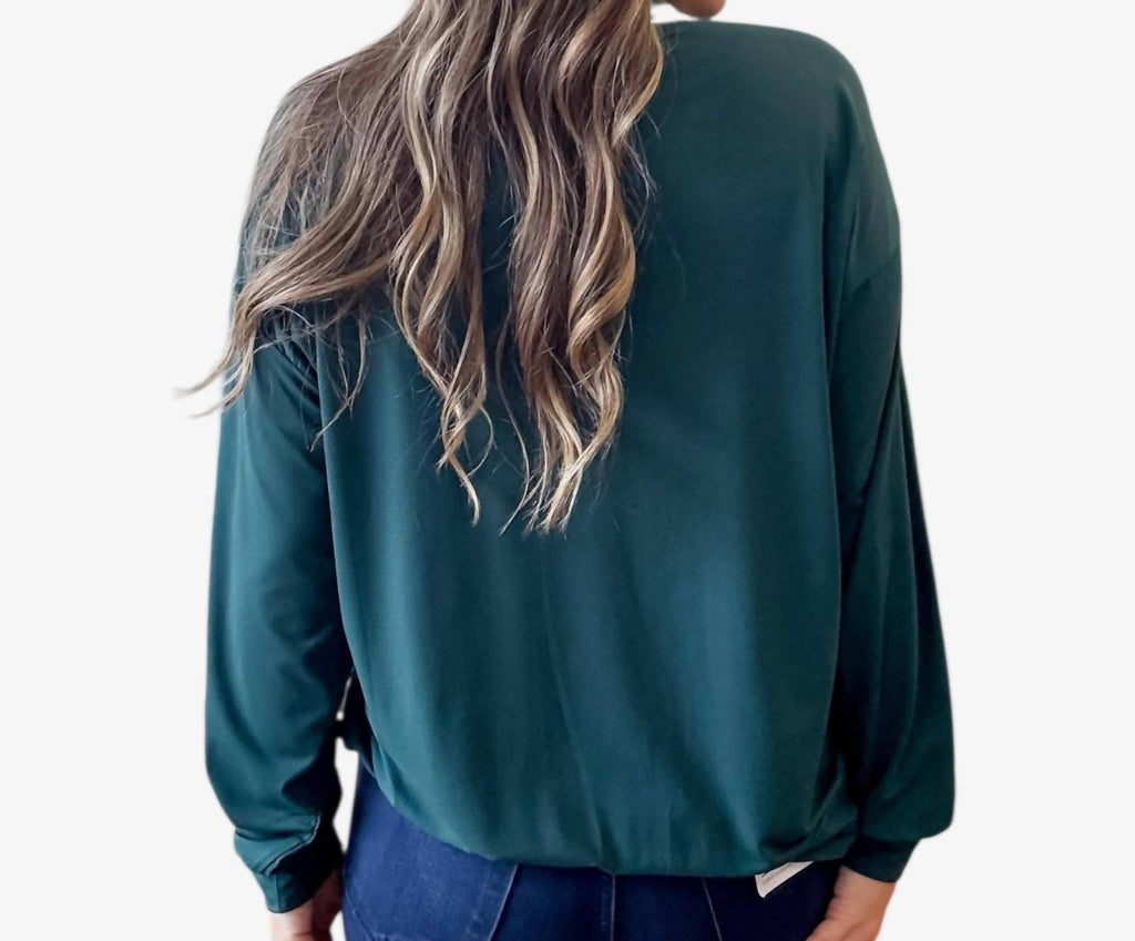 Quick Dry V-Neck Sweatshirt In Midnight Green