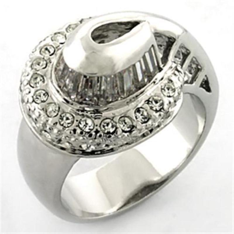Rhodium Brass Ring with AAA Grade CZ in Clear