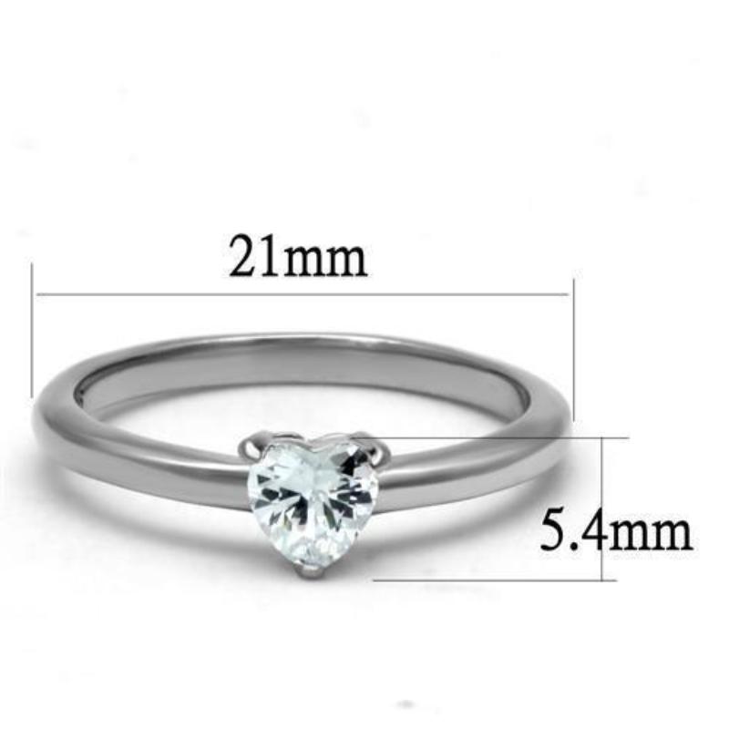 High polished (no plating) Stainless Steel Ring with AAA Grade CZ in Clear