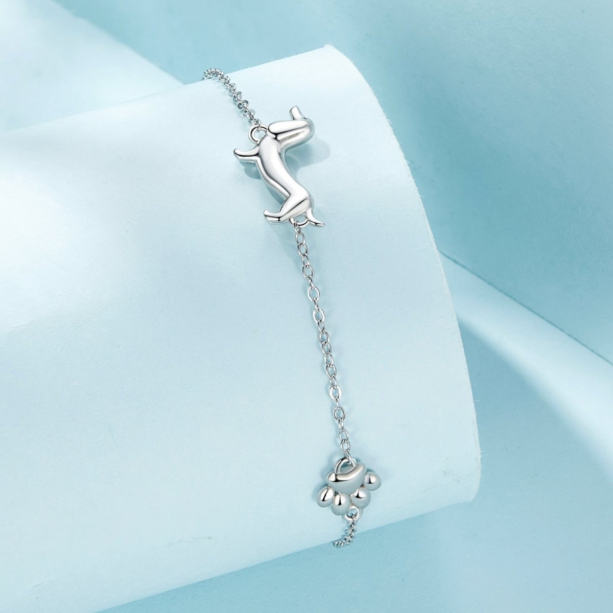 Dachshund & Paw Print Chain Bracelet